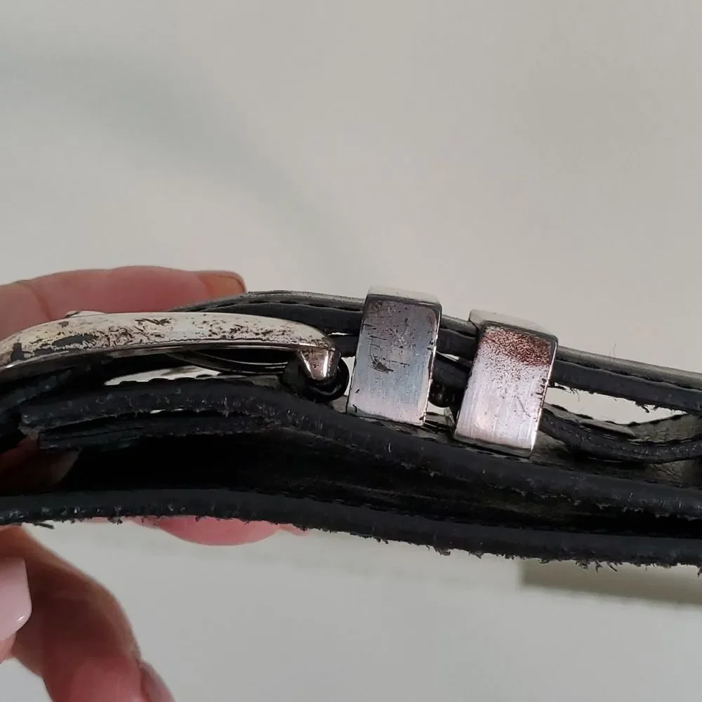 Black leather belt,‎ size 39